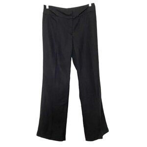 EILEEN FISHER BLACK LINEN BLEND PLEATED STRAIGHT LEG TROUSERS PANTS